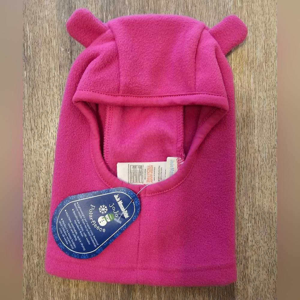 NEW Jojo Maman Bebe snow mask hat with bear ears JoJo in the snow PINK girls 12